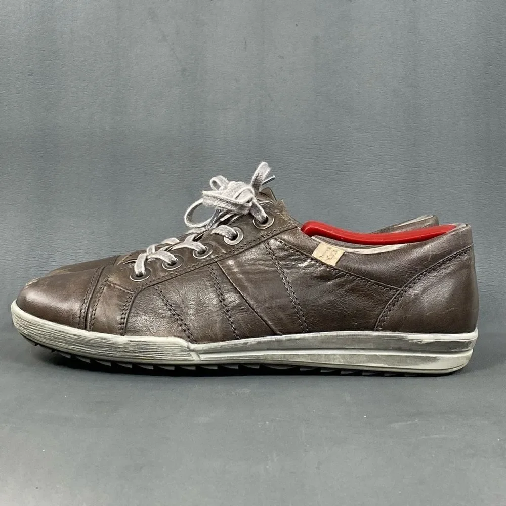 Josef Seibel Gray Metallic Leather sneaker shoe womens size 8.5 (39)